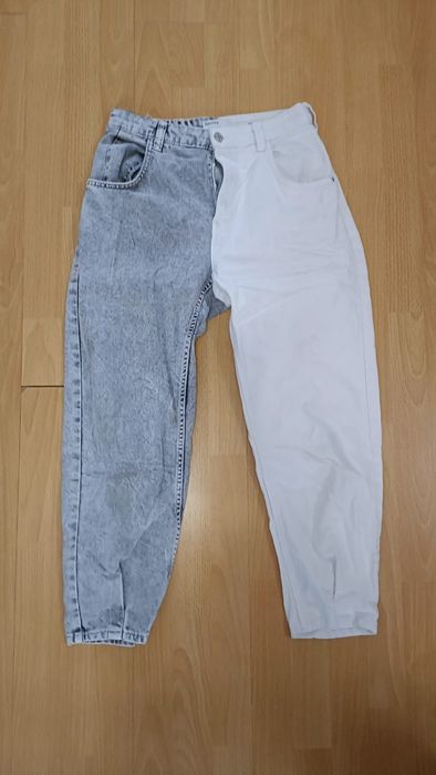 Двуцветни сиво-бели дънки Bershka