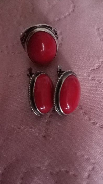 Набор  серебро ссср кораллы