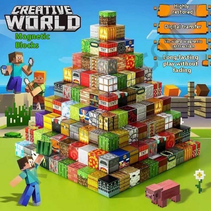 Голям Комплект магнитни Кубчета Майнкрафт Minecraft 300 броя ТОП ЦЕНА