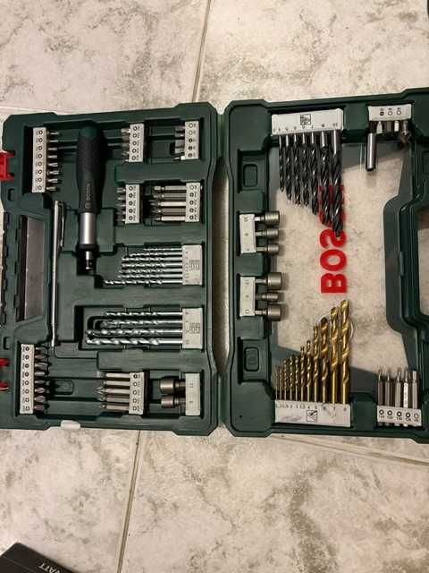 Комплект 91 аксесоара Bosch V-Line, Отвертка, Магнитен държач, Битове, Фрезенк, Гаечни ключове, Бургии-неразличим от нов