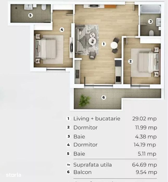 Apartament premium, 3 cam,2 bai,parcare subterana!