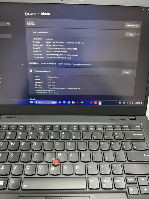 Lenovo X1 Carbon Gen7 I7 16GB ram 512GB SSD