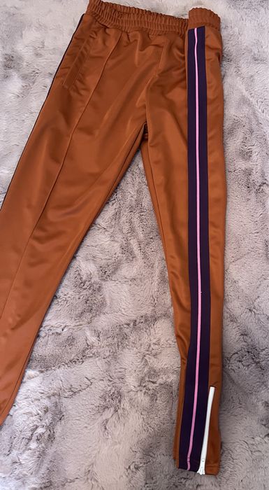Palm Angels College Slim Track Trousers 'Brown Magenta'