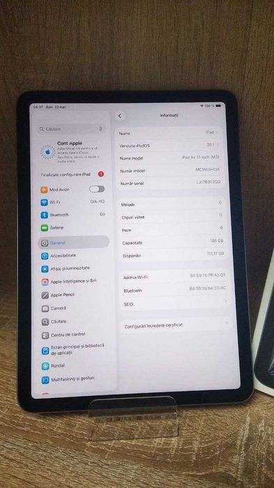 IPAD AIR 11-INCH M3  BATERIE 100% ,128GB/Fin X Amanet cod 124497