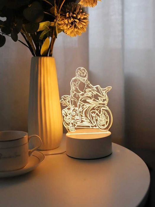 Нощна 3Д ЛЕД лампа статуетка за подарък мече мотор футбол сърце делфин