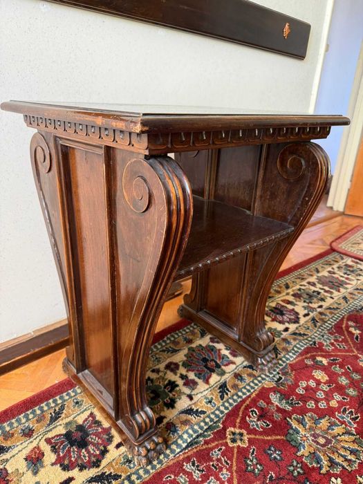 Masuta de cafea Vintage Stil Baroc Revival; Masuta din lemn cu blat 61x50 cm