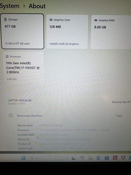 Lenovo i7 ideapad 3, 15”
