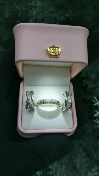 Kumush uzuk zirak sepochka Комплект кольца серги кулон цепочка серебро