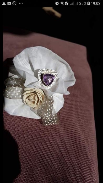Inel argint 925 cu ametist, impecabil, mărime 17,5mm
