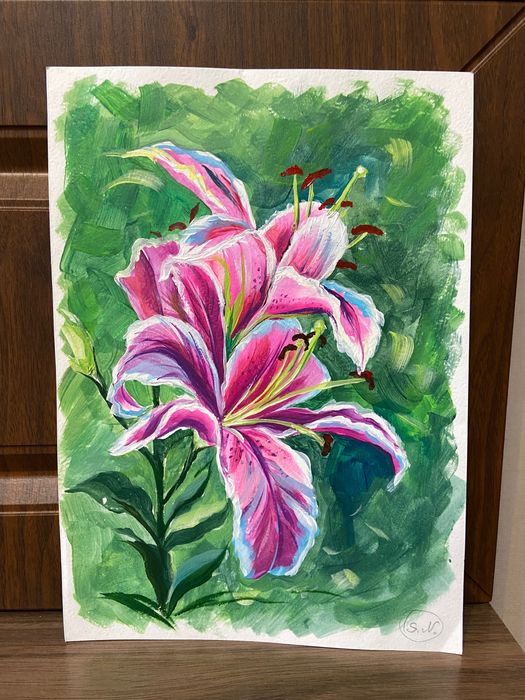 Картина акрилом цветы.