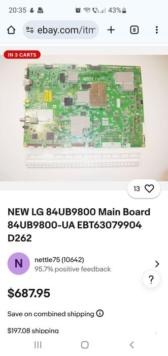 Mainboard/Placă de bază  tv LG 84UB980V  EAX65608605(1.0)perfect funct