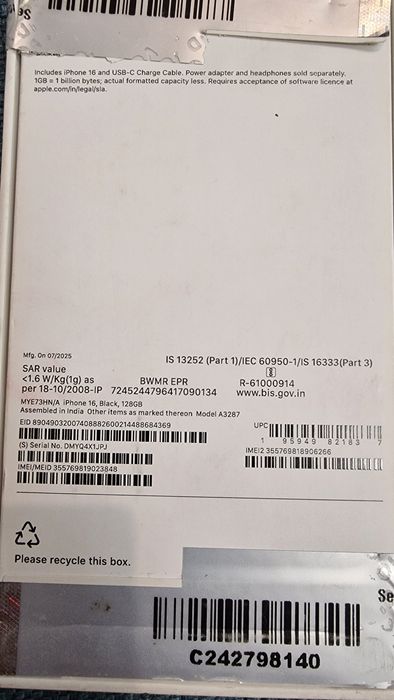 Apple iphone 16, 128, черный