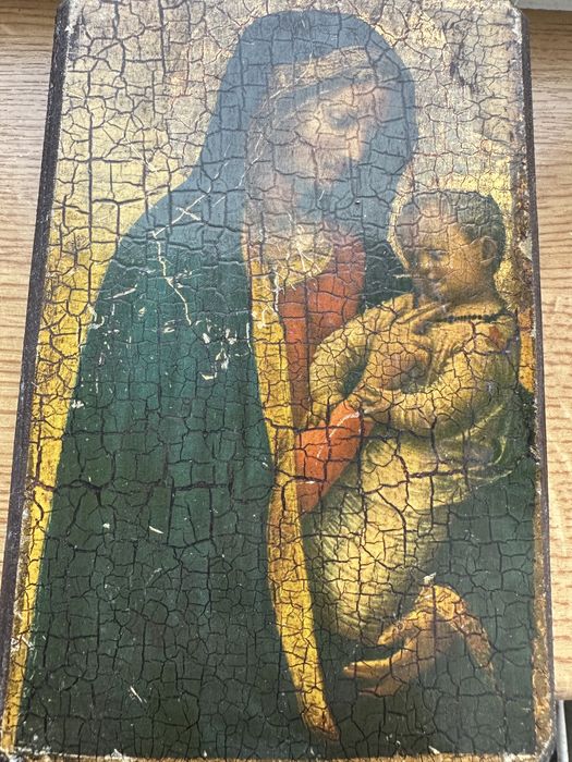 Icoana religioasa pe lemn Madona cu Pruncul  1984