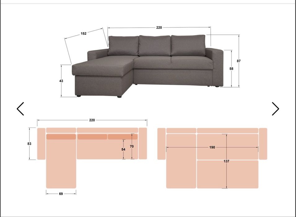 Разтегателен ъглов диван
