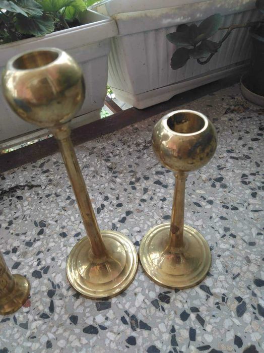 Стъклен и Месингов Свещник