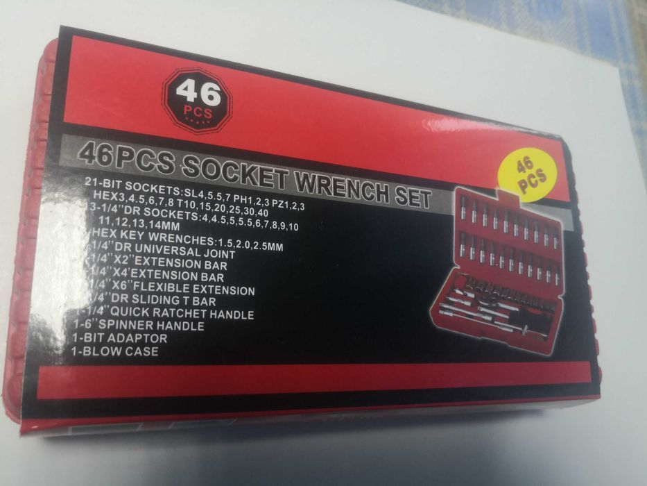Trusa 46 piese cu chei tubulare, biti, clichet
