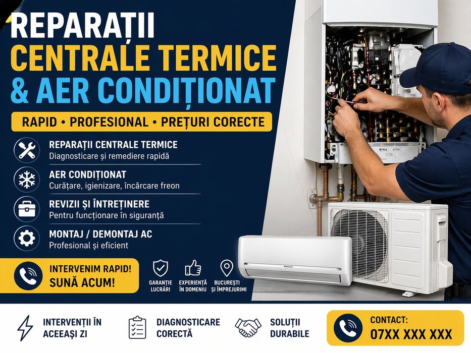 24/7!Autorizat ISCIR! Service profesional centrale termice &aere condiționate