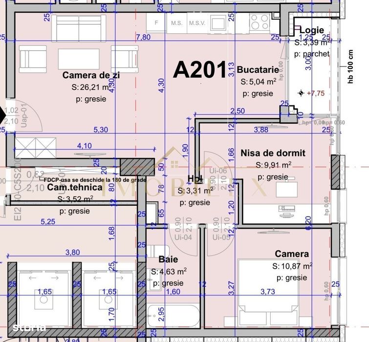 Apartament cu 3 camere, semifinisat, proiect Nou , zona Vivo