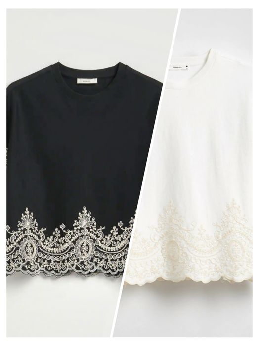 Блузи с къс ръкав с красива бродерия Reserved