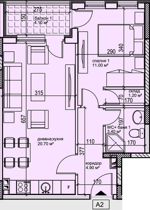 Продава се Двустаен апартамент в Пловдив, Кършияка - 62 кв.м за 1200 €/кв.м - Снимка #1