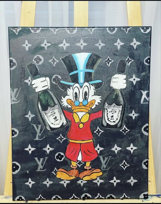 Яркая картина Скрудж МакДак с шампанским . Продаю стильную авторскую к