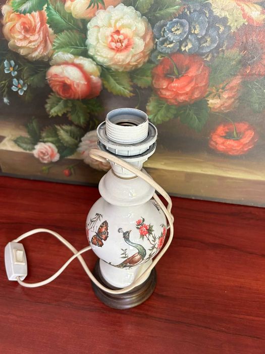 A288 veioza ceramica si lemn, 27cm H functionala