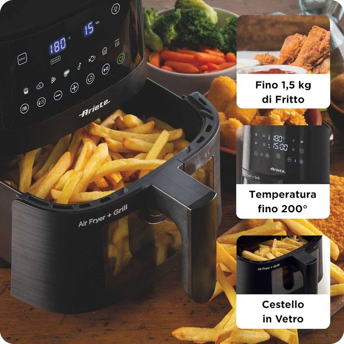 Ariete 4633 Air Fryer L – Фритюрник с горещ въздух 4 л, 1400 W, 9 програми