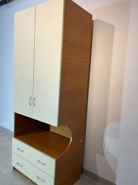 Șifonier cu 2 Uși și 2 Sertare; Dulap Dormitor; Dressing cu Rafturi