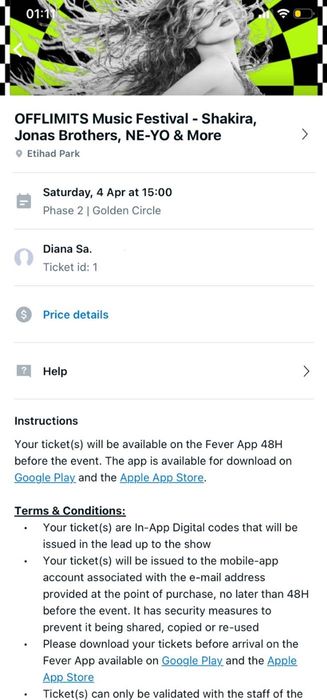 Концерт Шакиры- 2 билета