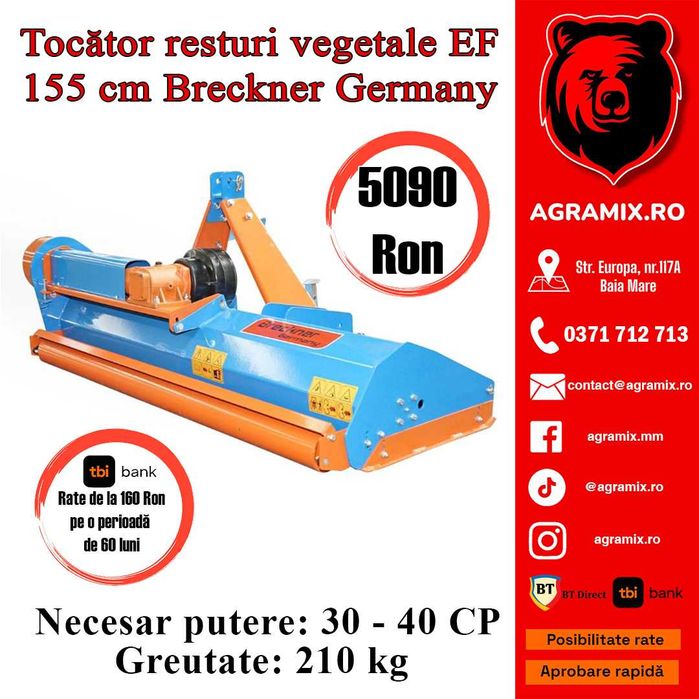 Tocatoare resturi vegetale latime 155 cm Agramix