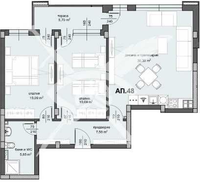 Тристаен апартамент в Центъра 16-915