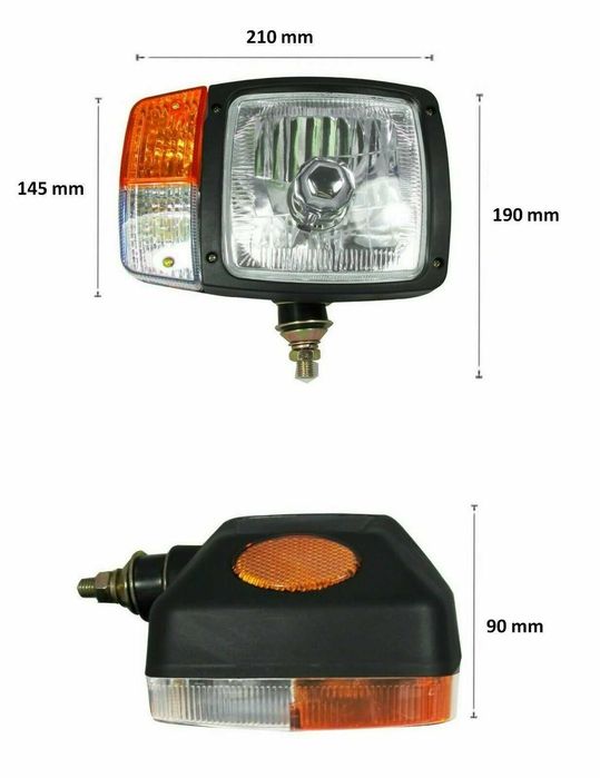 Кристален Фар с мигач за агро машини/ техника, трактор, комбайн, багер