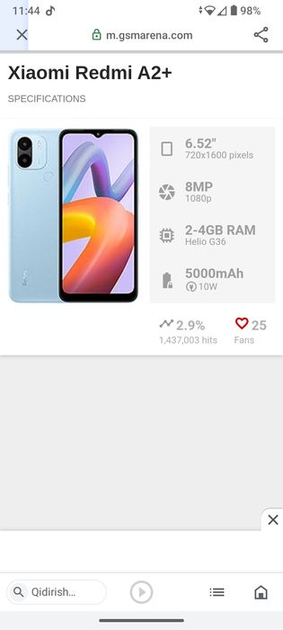 Redmi A2 plus sotiladi srochna