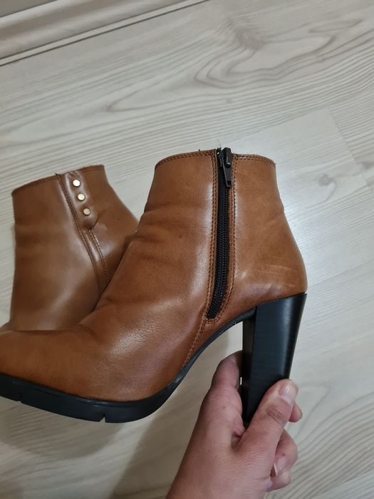 Botine piele, maro camel, 36
