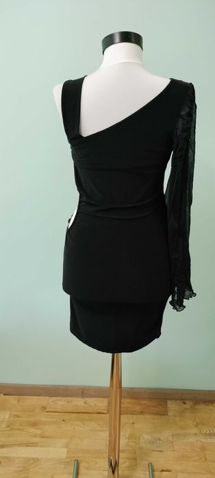 Официална рокля с един ръкав и презрамка