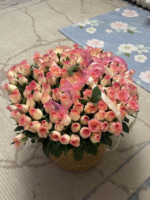 121 шт роза с корзиной