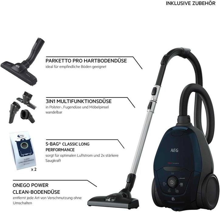 Прахосмукачка с торба AEG VX82-1-2ST 600W изключително тиха