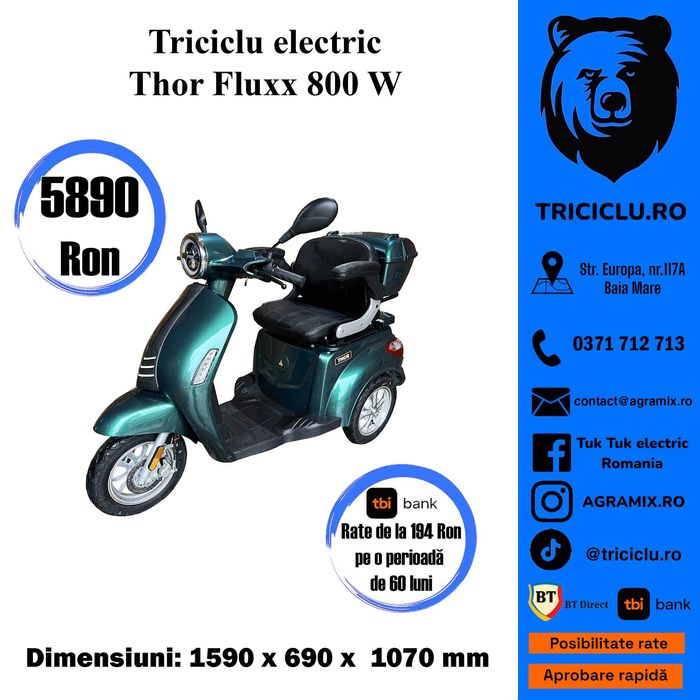 Triciclete electrice THOR FLUXX Agramix NOI