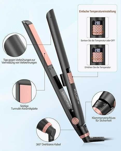 Преса за коса BESTOPE MIX 25мм за къдрици и изправяне 2в1 керамично покритие LCD дисплей