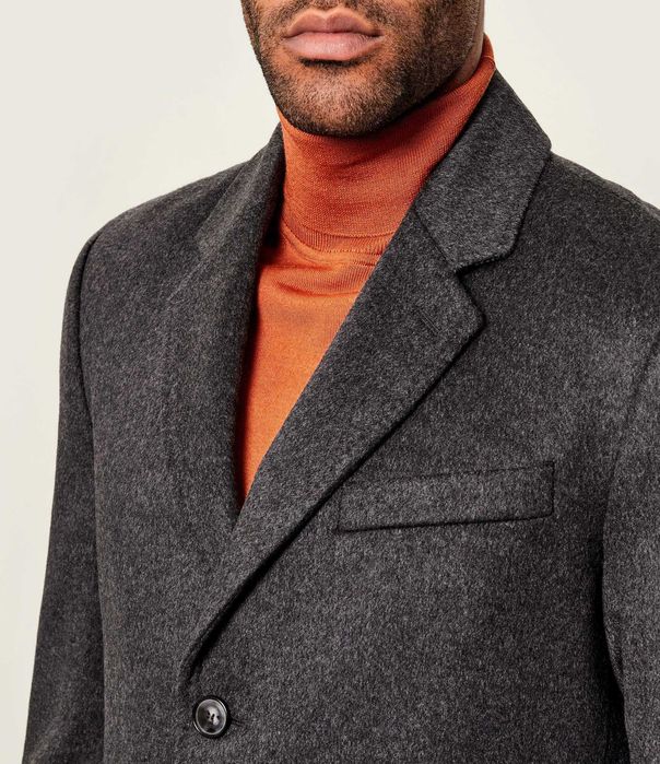 Palton slim 50 L premium CUBUS lana moale respirabila gri inchis