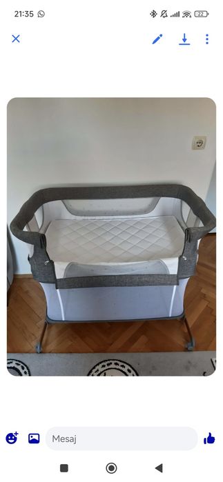 Pătuț bebeluș - cu spatiu de depozitare și înălțime reglabilă