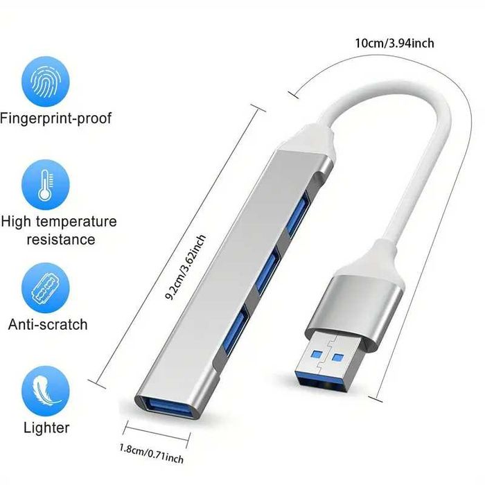 USB 3.0 Хъб с 7 Порта - Ултра-Тънък Алуминиев