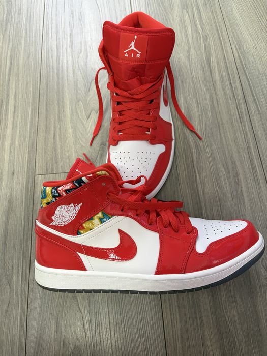 Air Jordan 1 Mid “Barcelona Sweater” Red Patent – ORIGINALI marimea 45