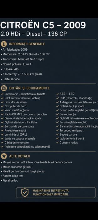 De vânzare C5 in stare perfectă