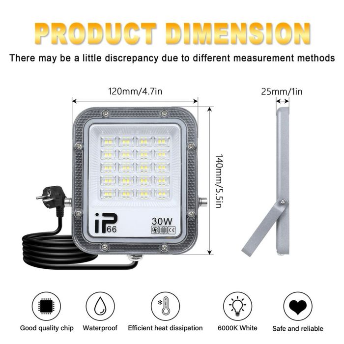 Set 2 proiectoare led exterior 30w IP66 exterior