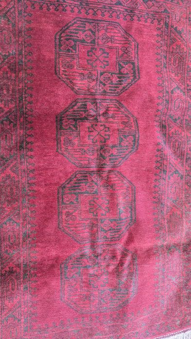Covor Afgan vechi si original Tekke Bokhara Înnodat Manual – 91 x 144 cm |  Lână, Roșu Închis