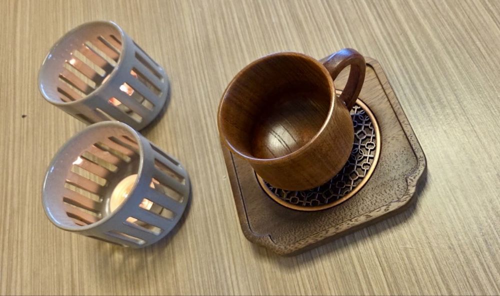 Елегантен комплект дърво и месинг