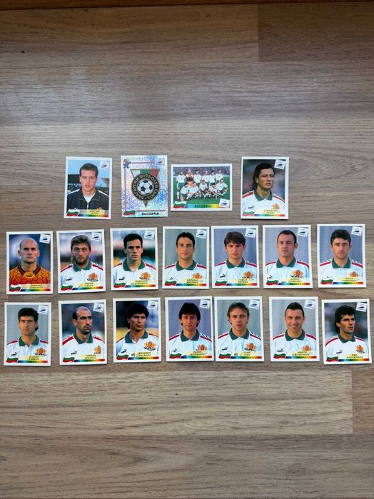 Panini France 98 World Cup България Стоичков Пълен отбор + Емблема Стикери Колекция Световно първенство футбол Франция Панини