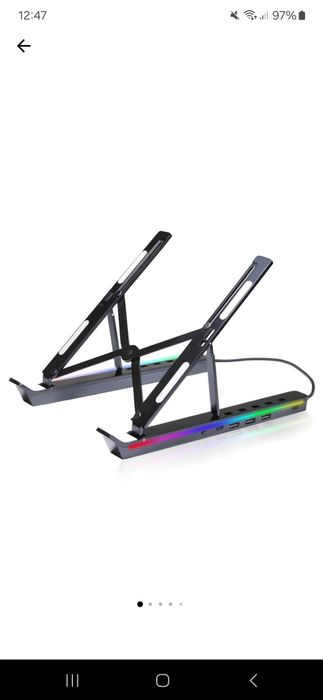 Suport pentru laptop si tableta 12-18" Timebox, Hub adaptor 3 x USB, 2