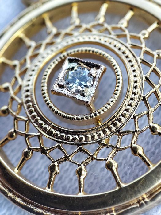 Lantisor Pandantiv aur 14k Celestial cu Diamant Soare aur lant Artmax Bijuterii Aur Argint Unicat 0741688642